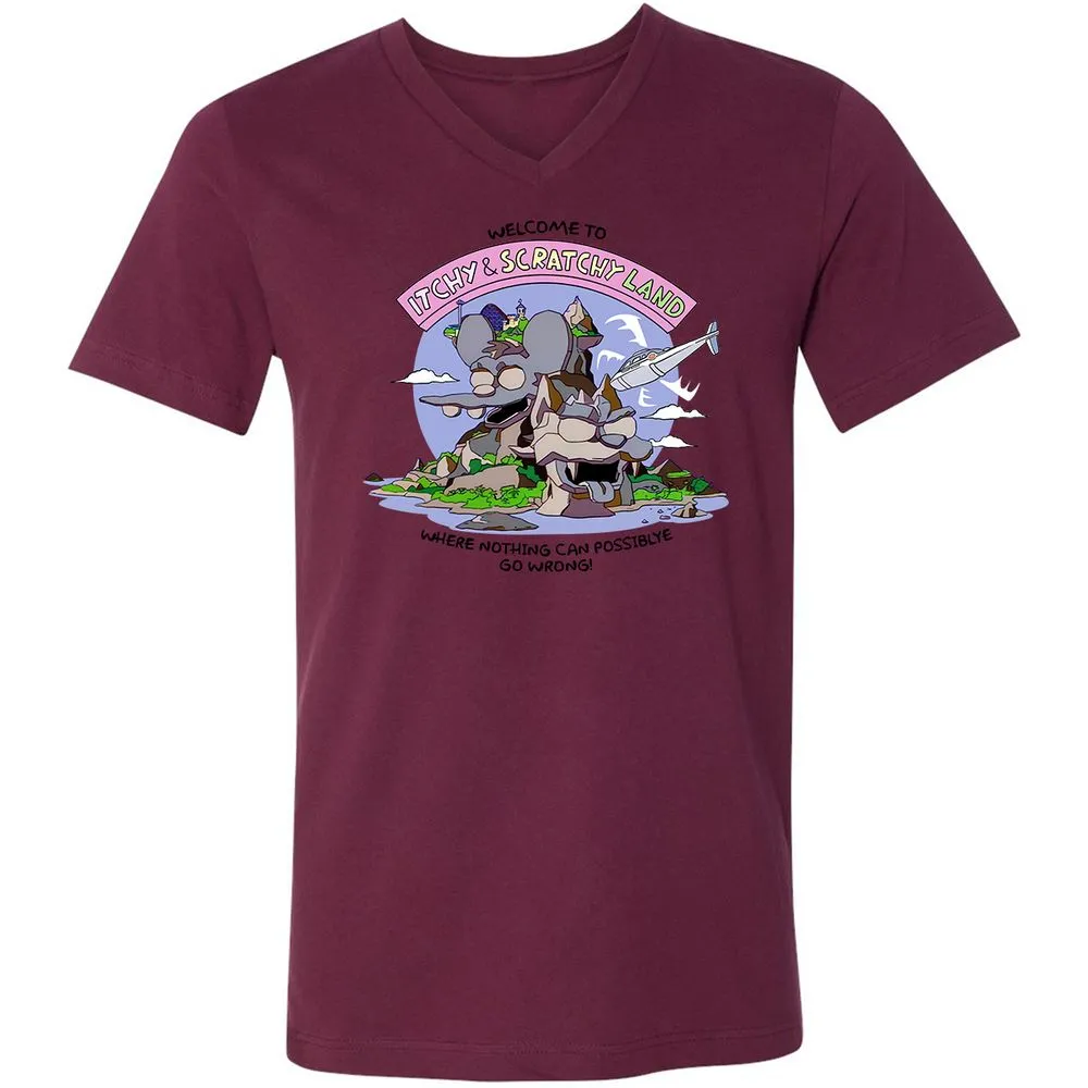 Unisex V-Neck T-Shirt - H6RRC4M5 - Maroon - 6