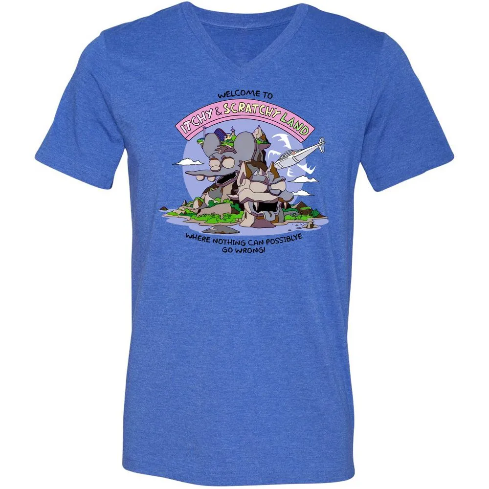 Unisex V-Neck T-Shirt - H6RRC4M5 - Heather True Royal - 14