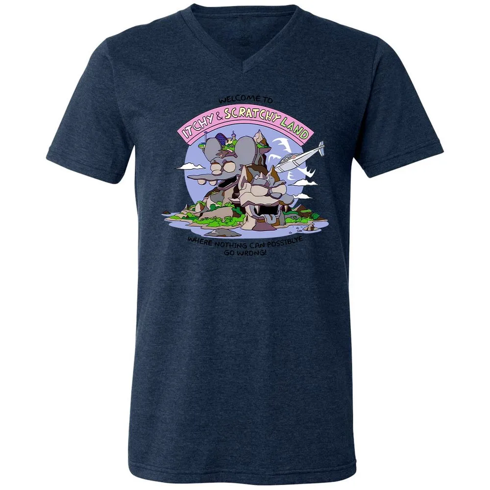 Unisex V-Neck T-Shirt - H6RRC4M5 - Heather Navy - 15