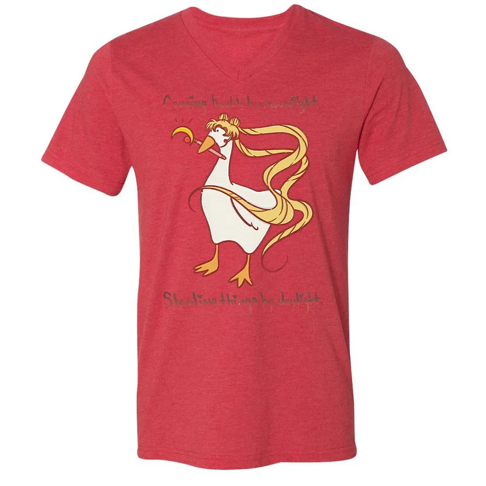 Unisex V-Neck T-Shirt - ZKGMHG1G - Heather Red - 5