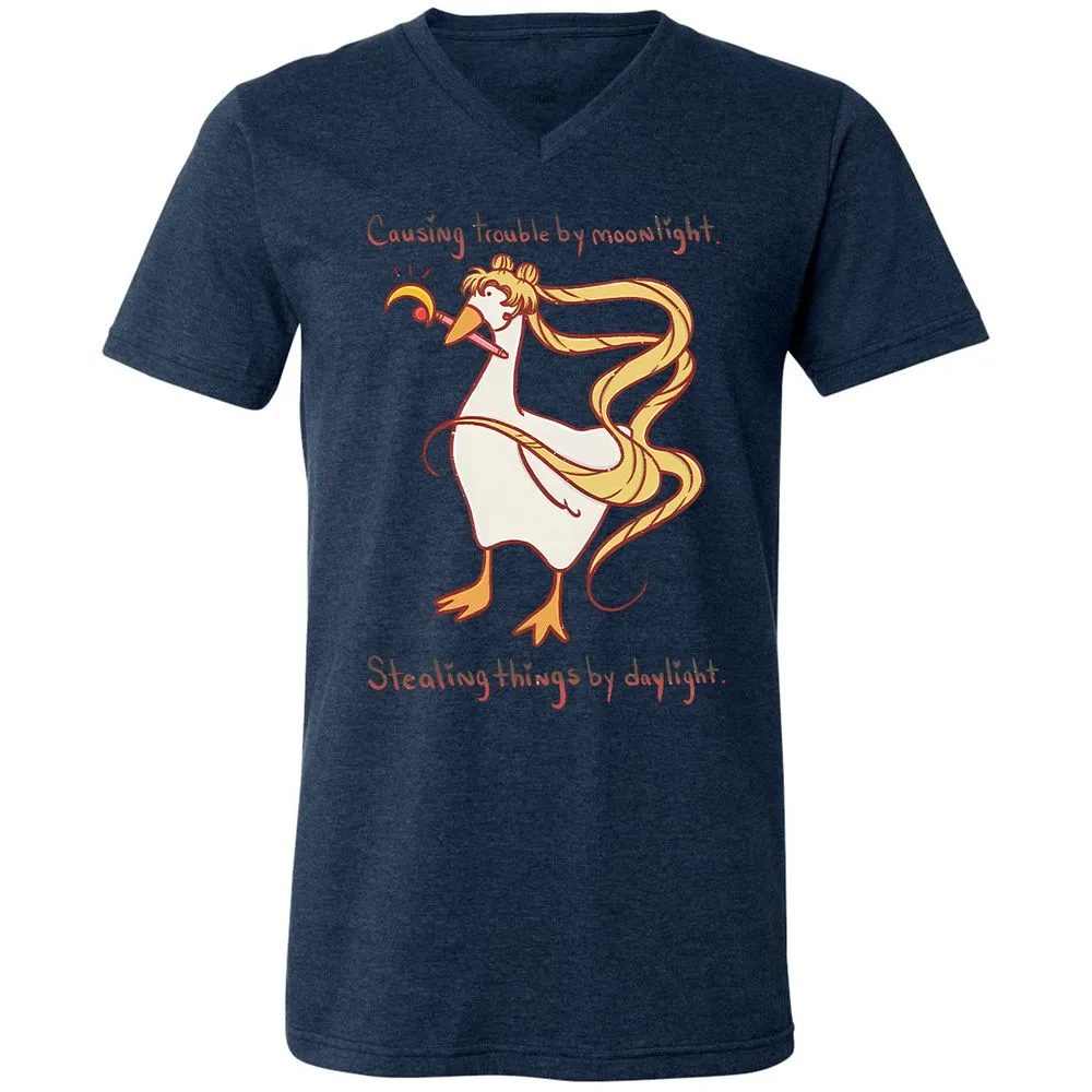 Unisex V-Neck T-Shirt - ZKGMHG1G - Heather Navy - 15