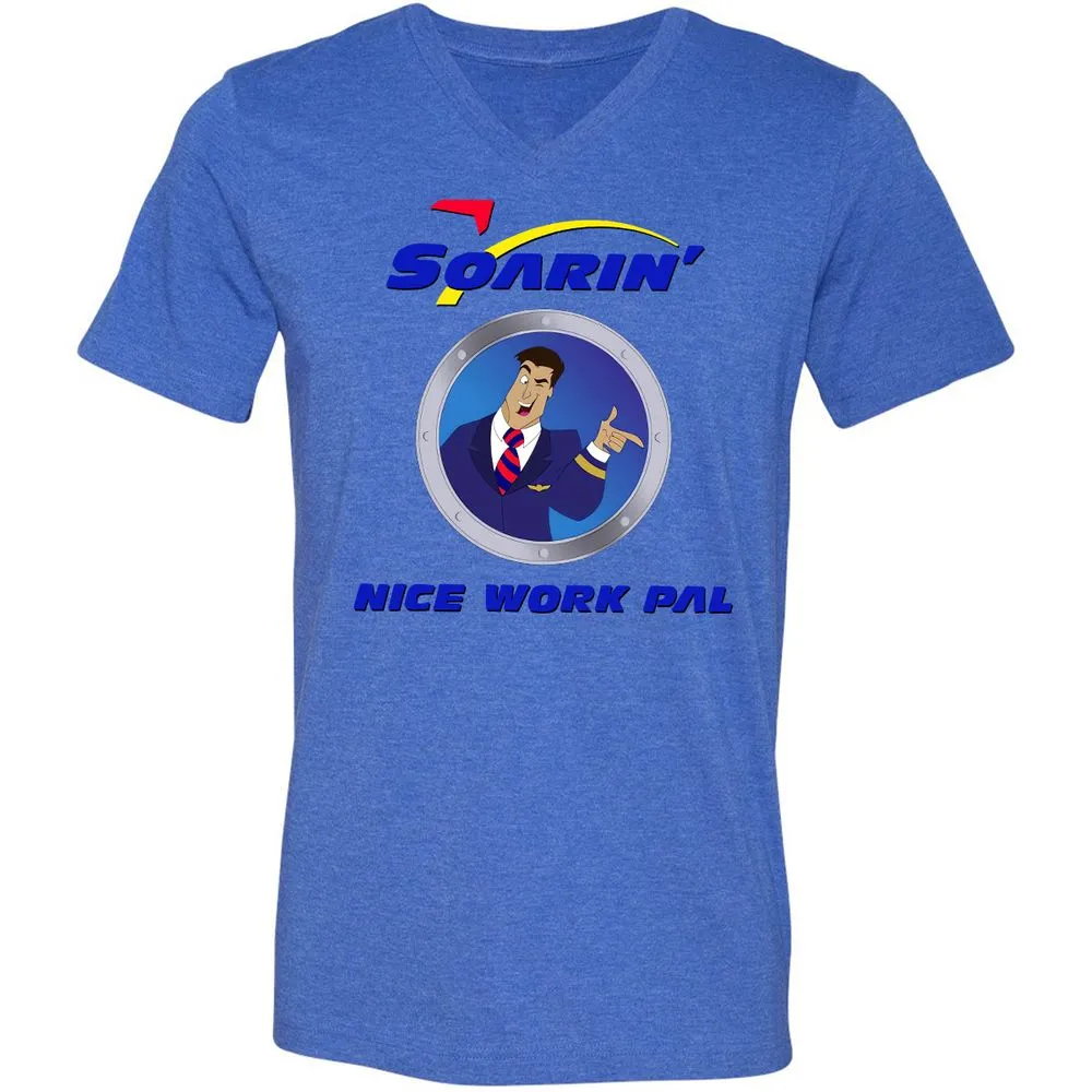 Unisex V-Neck T-Shirt - XBRFZYQP - Heather True Royal - 14