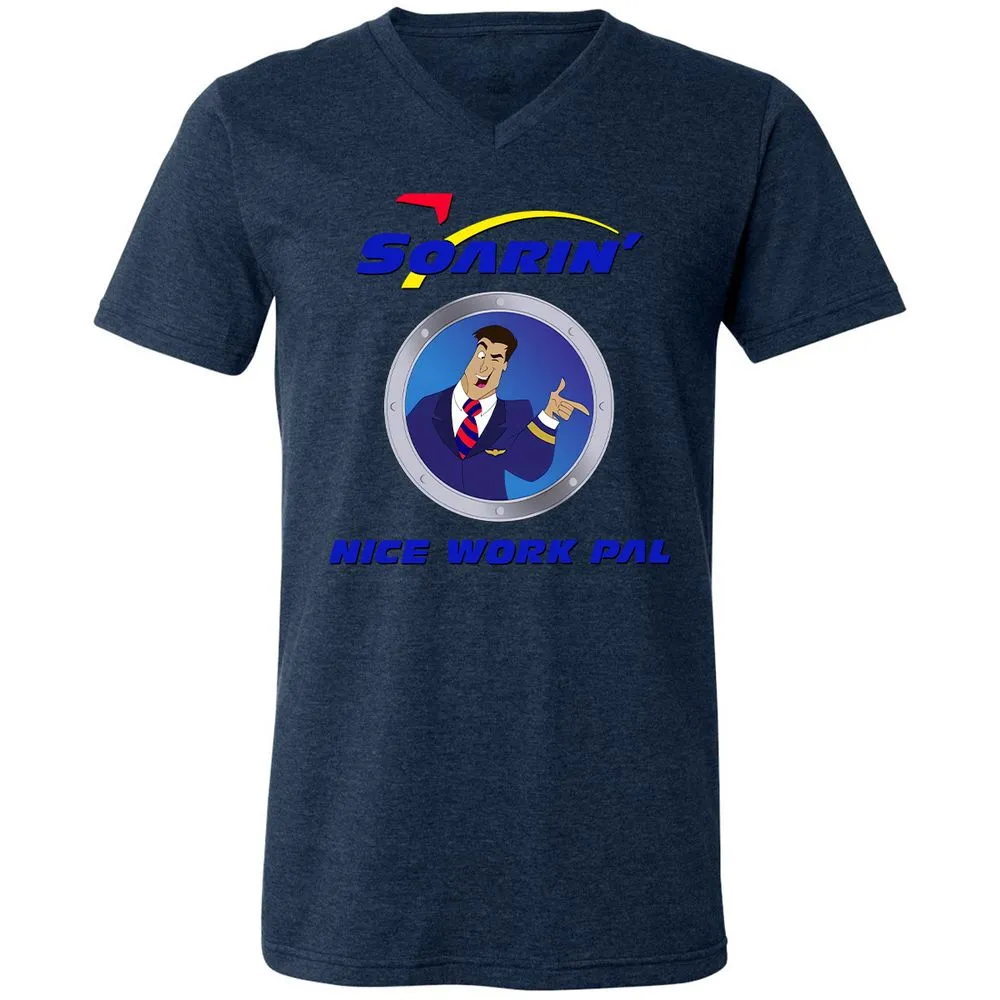 Unisex V-Neck T-Shirt - XBRFZYQP - Heather Navy - 15