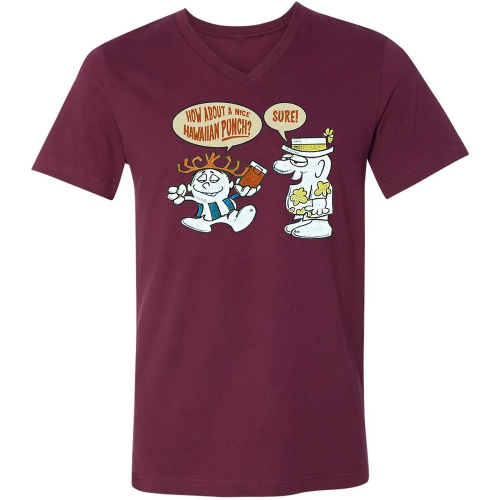 Unisex V-Neck T-Shirt - 1EMZ4HRK - Maroon - 6