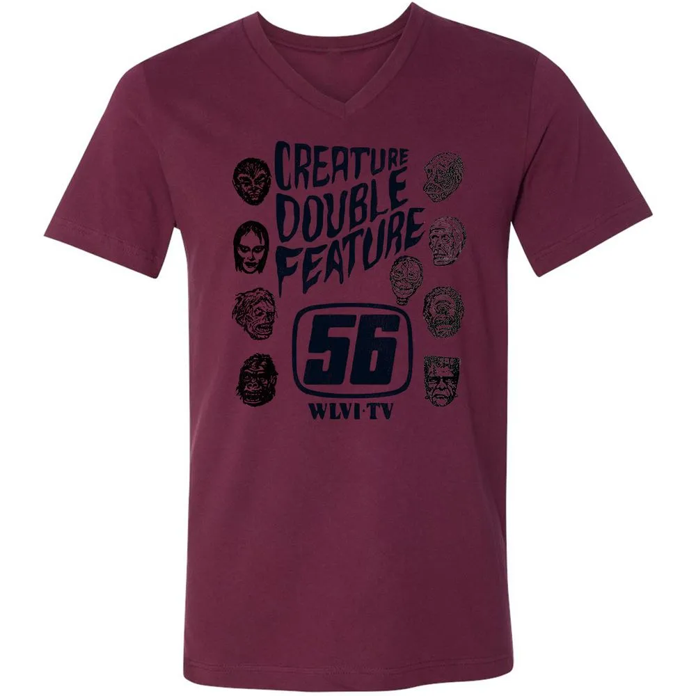 Unisex V-Neck T-Shirt - ZKUNZFPK - Maroon - 6