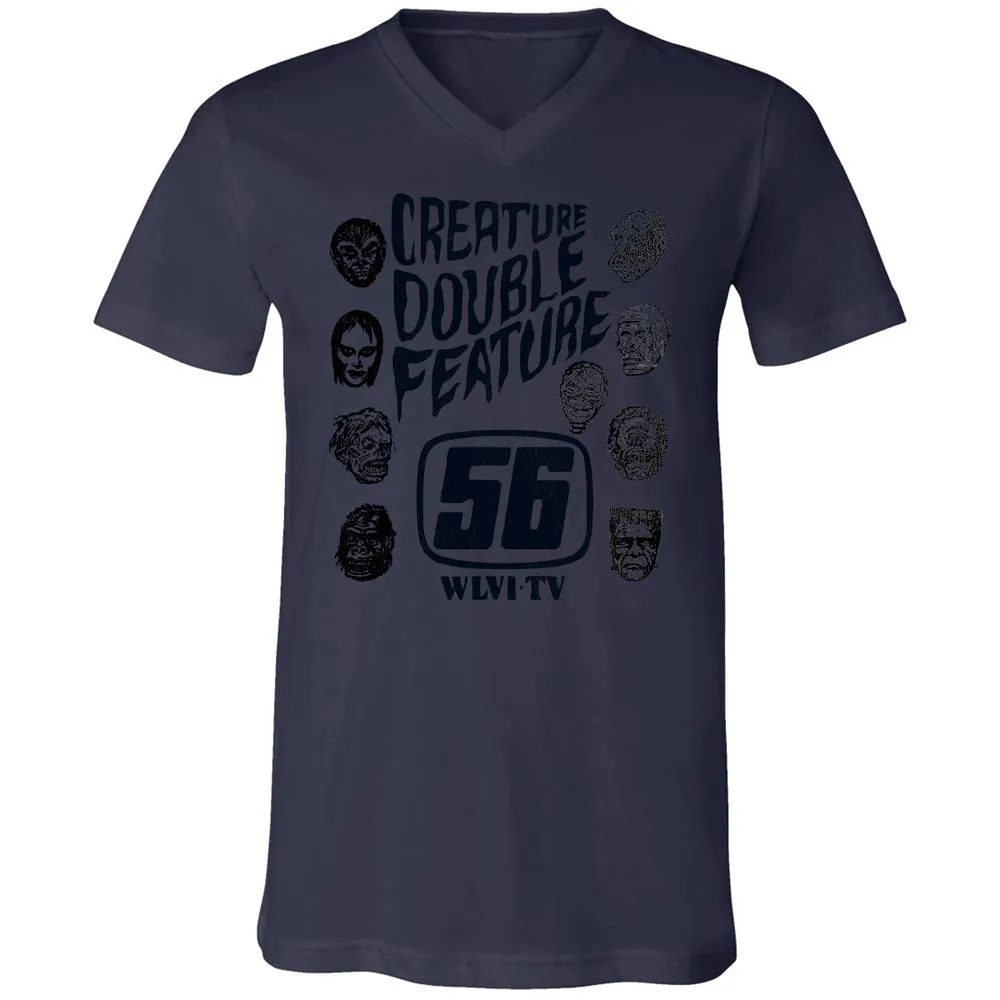 Unisex V-Neck T-Shirt - ZKUNZFPK - Navy - 9