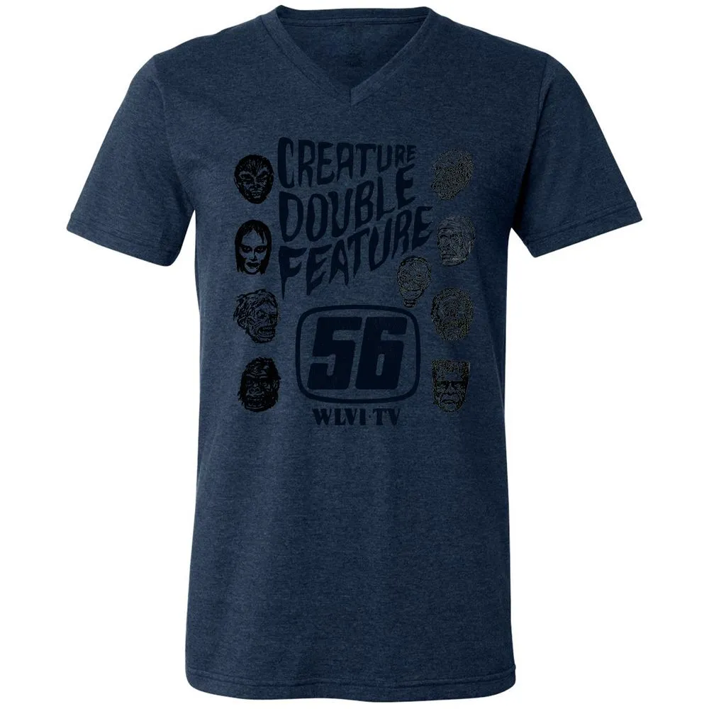 Unisex V-Neck T-Shirt - ZKUNZFPK - Heather Navy - 15