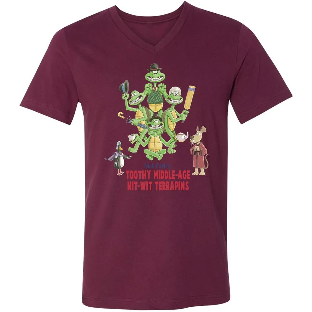 Unisex V-Neck T-Shirt - 3EB1U517 - Maroon - 6