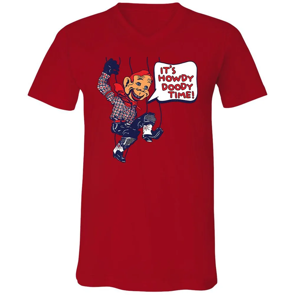 Unisex V-Neck T-Shirt - TXFQE2PB - Red - 3