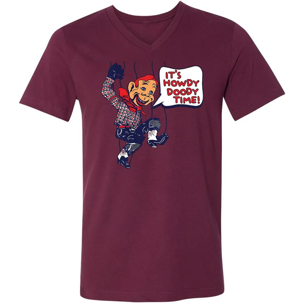 Unisex V-Neck T-Shirt - TXFQE2PB - Maroon - 6