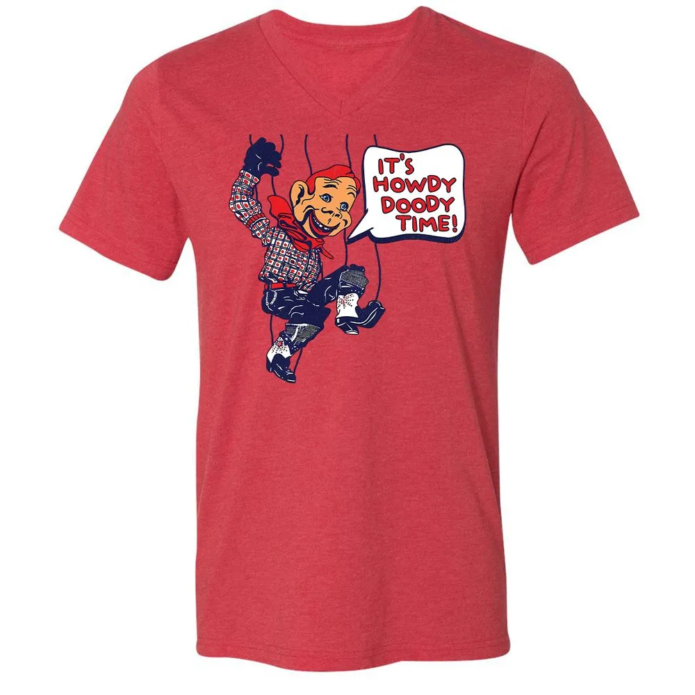 Unisex V-Neck T-Shirt - TXFQE2PB - Heather Red - 5