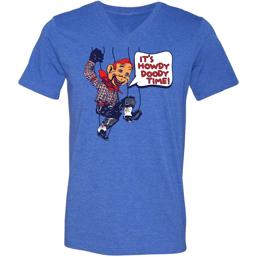 Unisex V-Neck T-Shirt - TXFQE2PB - Heather True Royal - 14