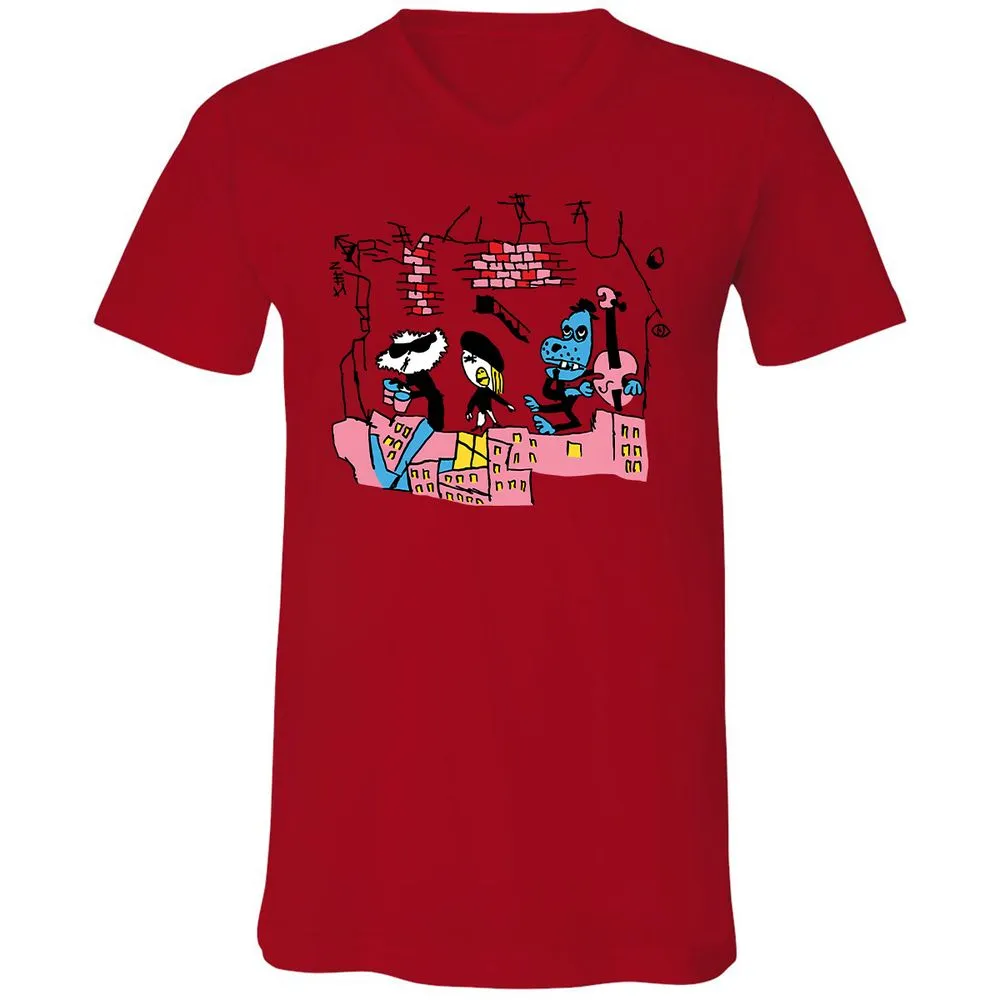 Unisex V-Neck T-Shirt - 33CYGVP8 - Red - 3