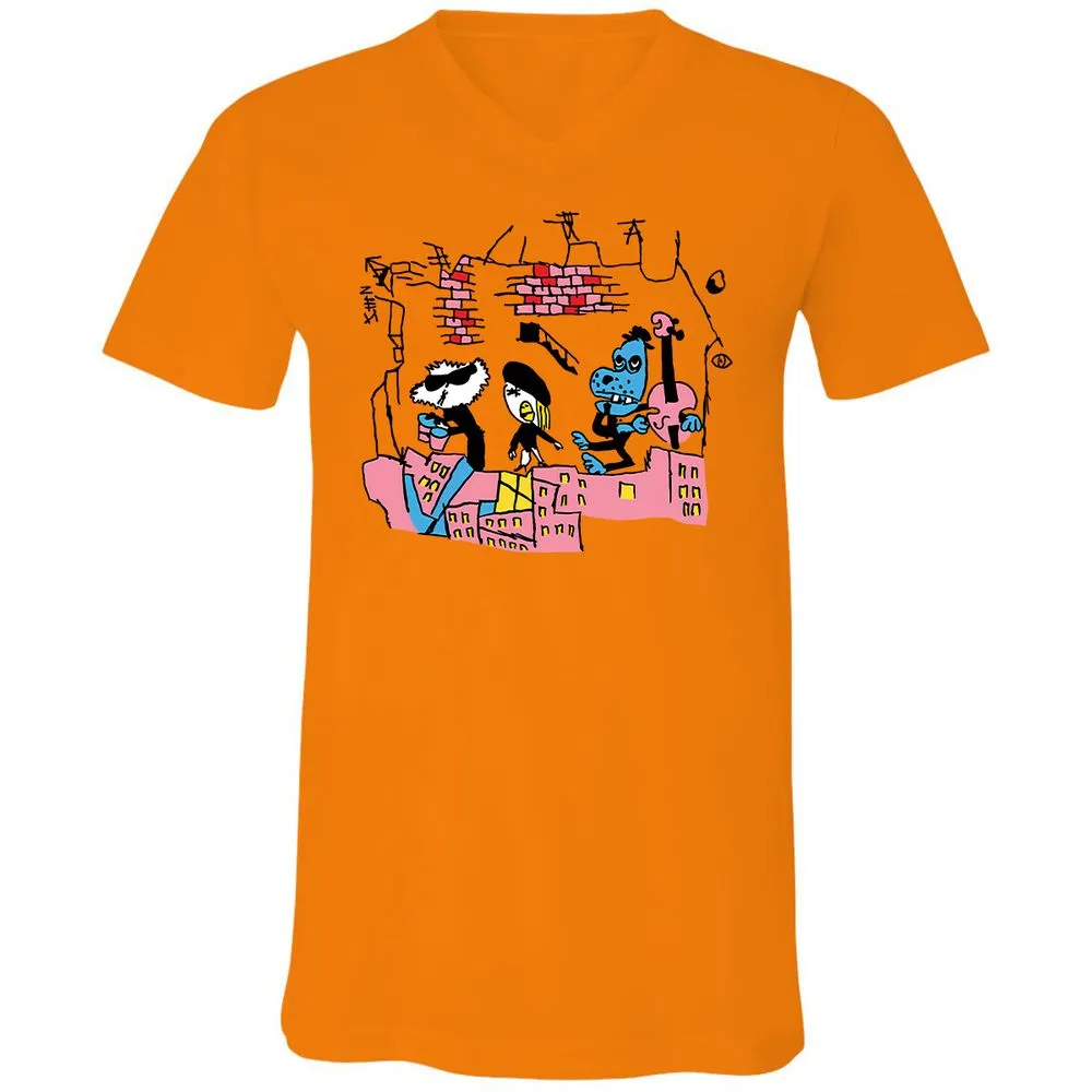 Unisex V-Neck T-Shirt - 33CYGVP8 - Orange - 11