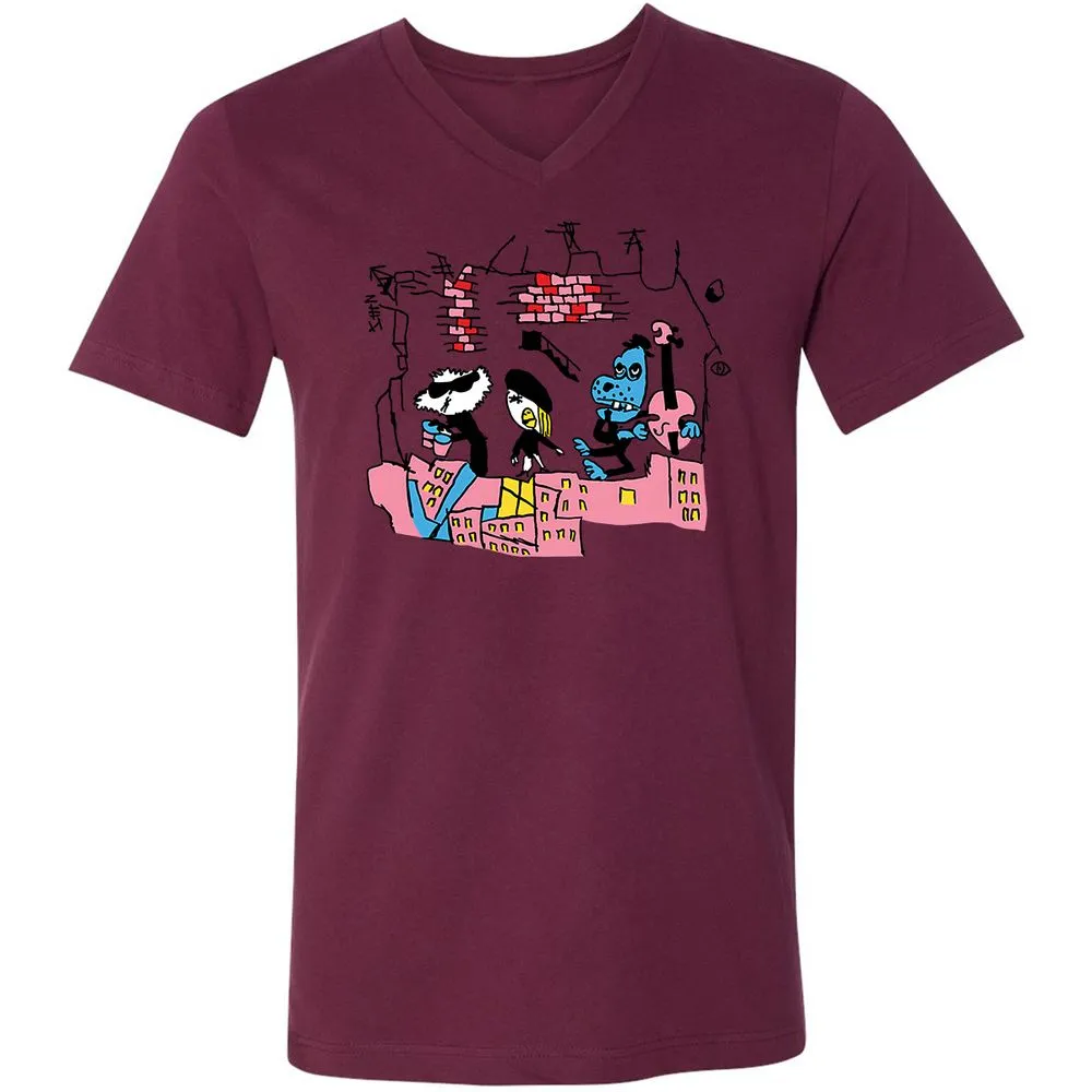 Unisex V-Neck T-Shirt - 33CYGVP8 - Maroon - 6