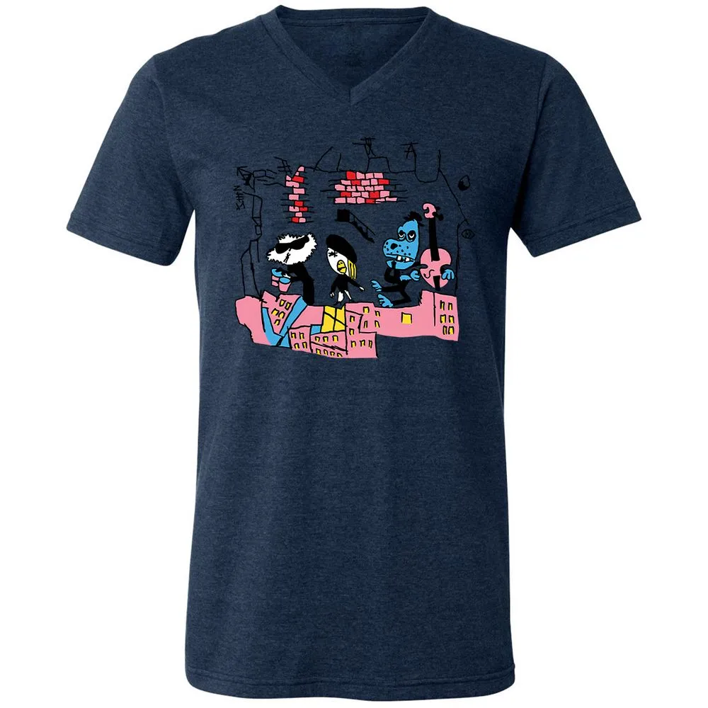 Unisex V-Neck T-Shirt - 33CYGVP8 - Heather Navy - 15