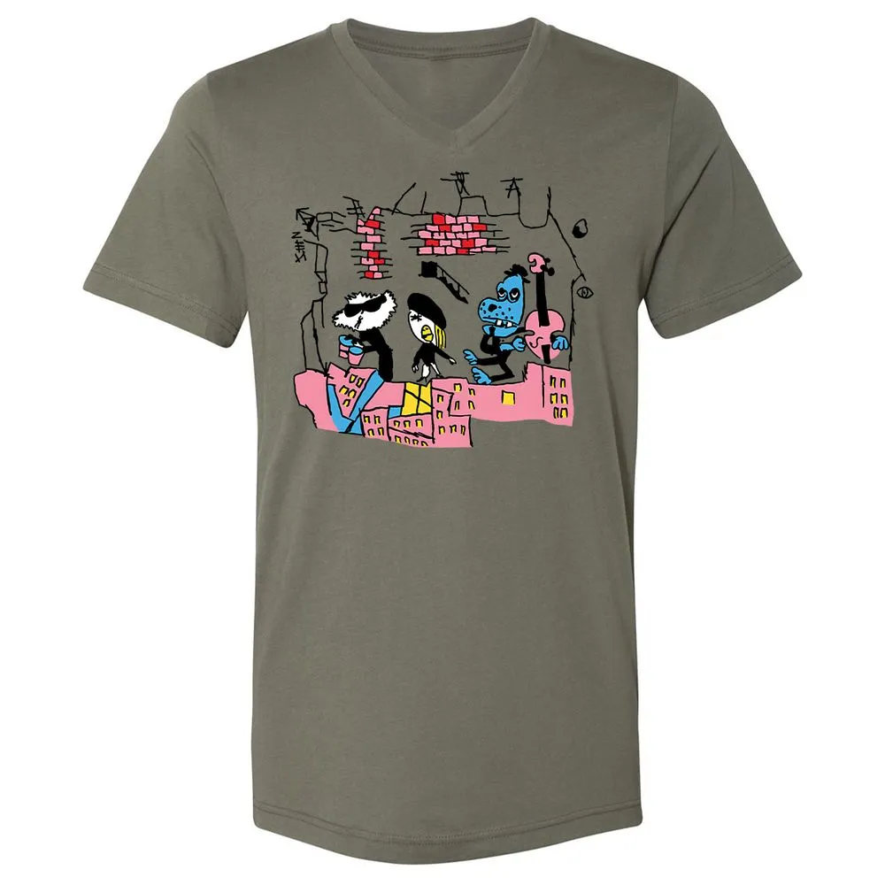 Unisex V-Neck T-Shirt - 33CYGVP8 - Military Green - 10