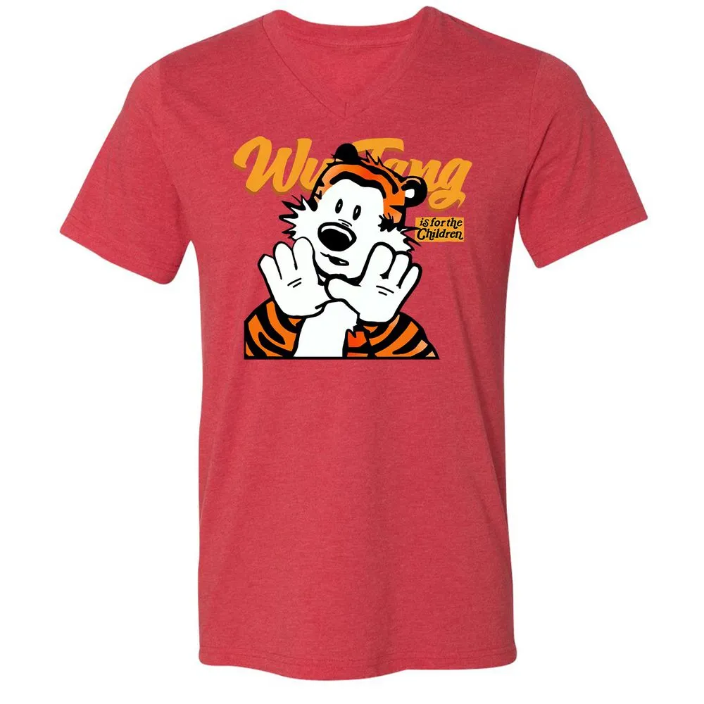 Unisex V-Neck T-Shirt - M7VLWC9B - Heather Red - 5