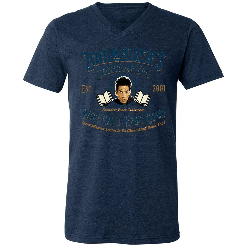 Unisex V-Neck T-Shirt - EVHZ8NUY - Heather Navy - 15