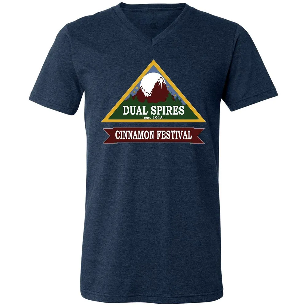 Unisex V-Neck T-Shirt - KAP7CHR7 - Heather Navy - 15