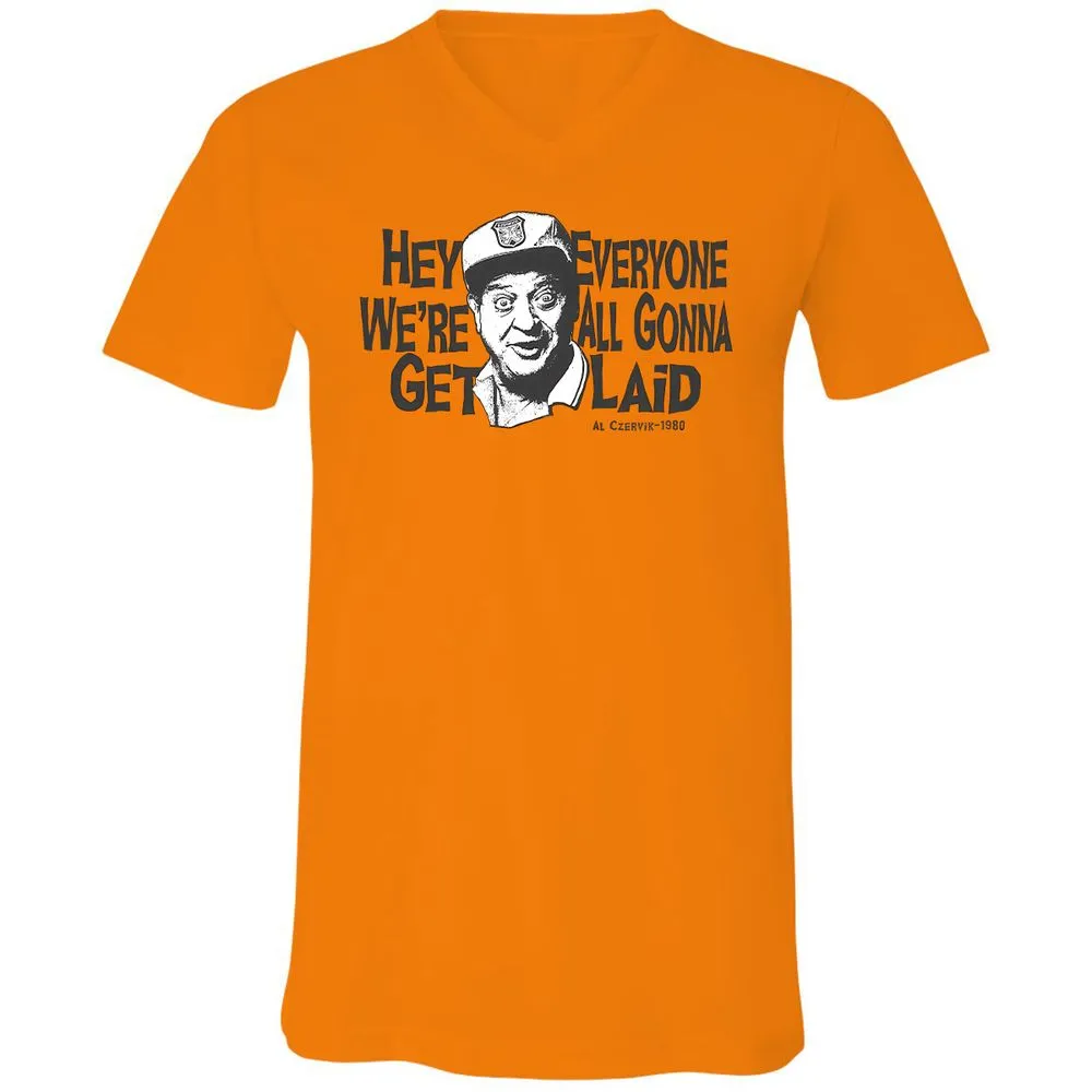 Unisex V-Neck T-Shirt - QH64ZL82 - Orange - 11