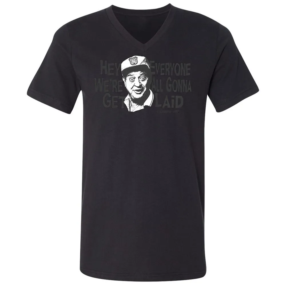 Unisex V-Neck T-Shirt - QH64ZL82 - Black - 16