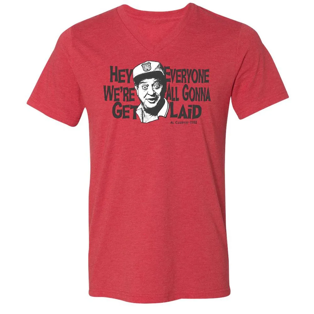 Unisex V-Neck T-Shirt - QH64ZL82 - Heather Red - 5