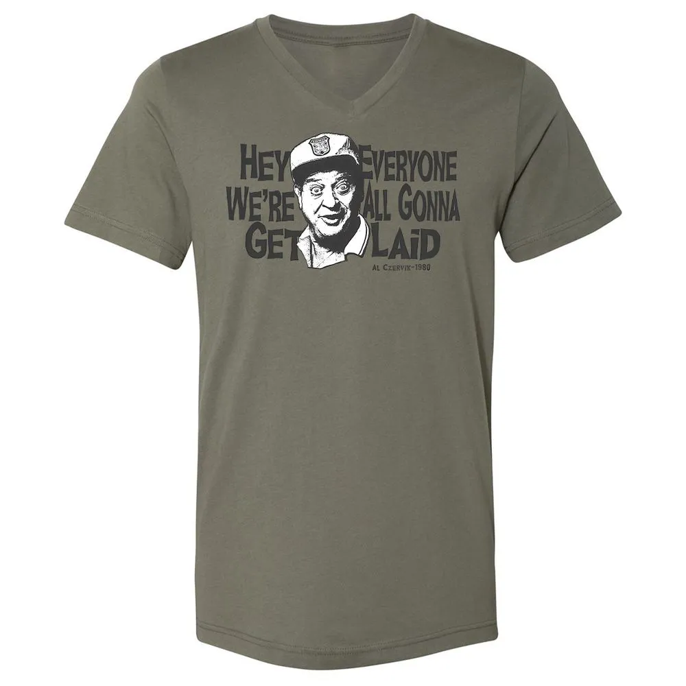 Unisex V-Neck T-Shirt - QH64ZL82 - Military Green - 10