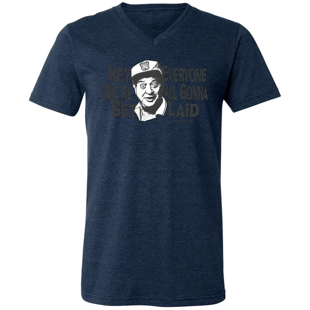 Unisex V-Neck T-Shirt - QH64ZL82 - Heather Navy - 15