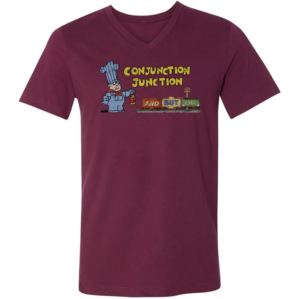 Unisex V-Neck T-Shirt - G6ZQXFNK - Maroon - 6