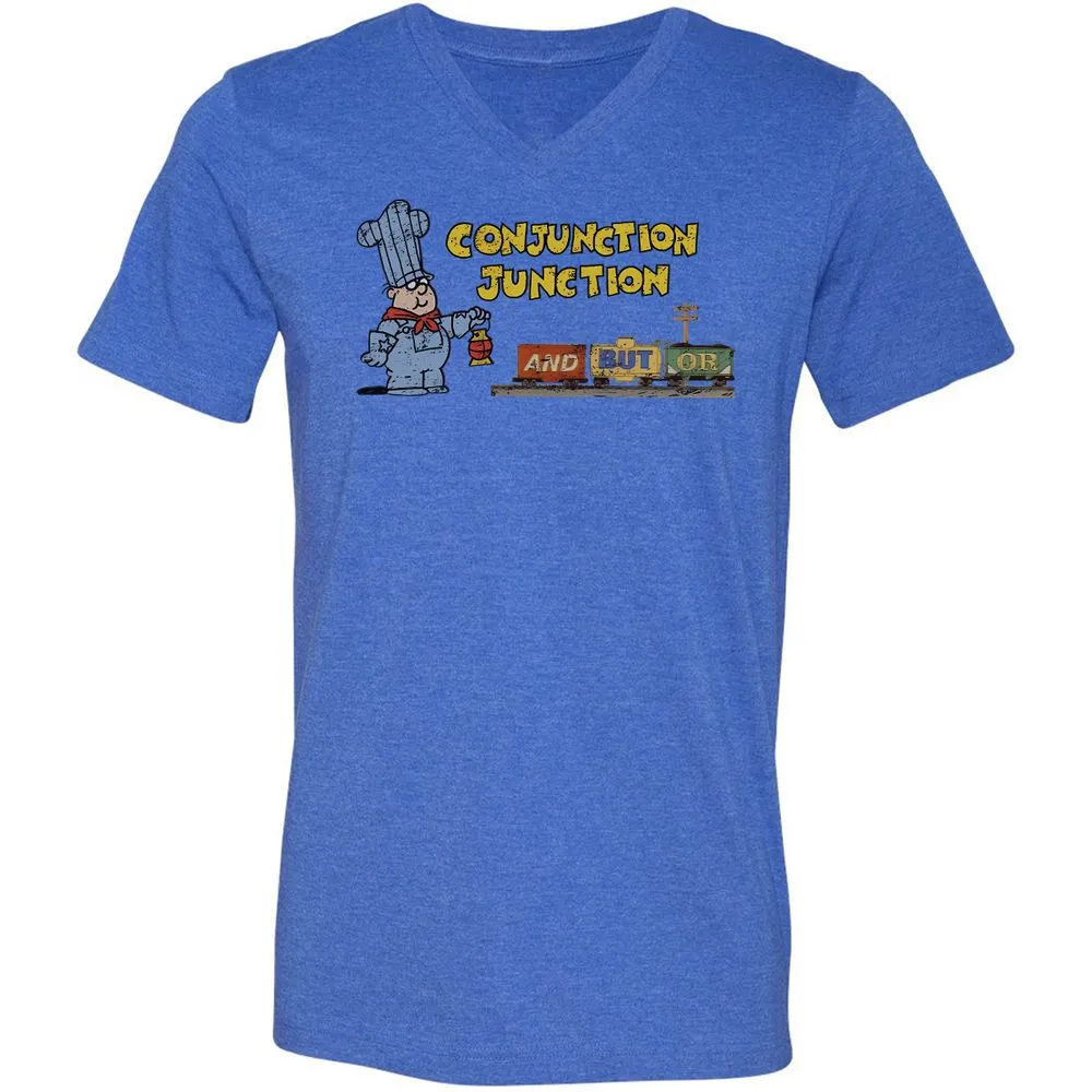 Unisex V-Neck T-Shirt - G6ZQXFNK - Heather True Royal - 14
