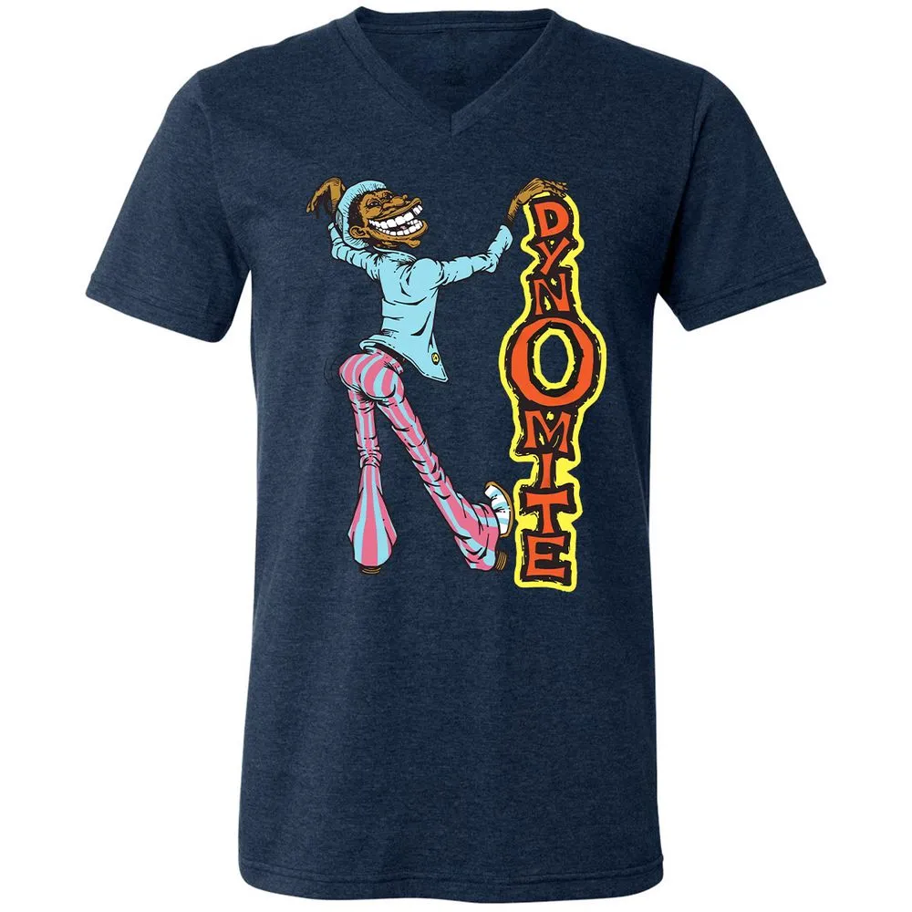 Unisex V-Neck T-Shirt - 4X4D21NY - Heather Navy - 15
