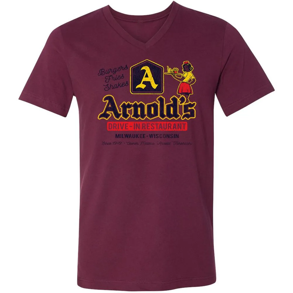 Unisex V-Neck T-Shirt - 3LLJ8Q63 - Maroon - 6