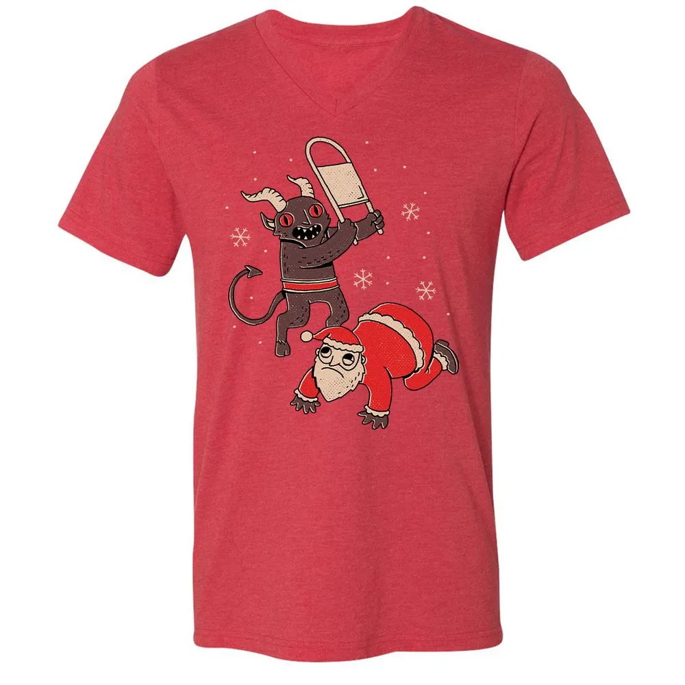Unisex V-Neck T-Shirt - BXFVMWWF - Heather Red - 16