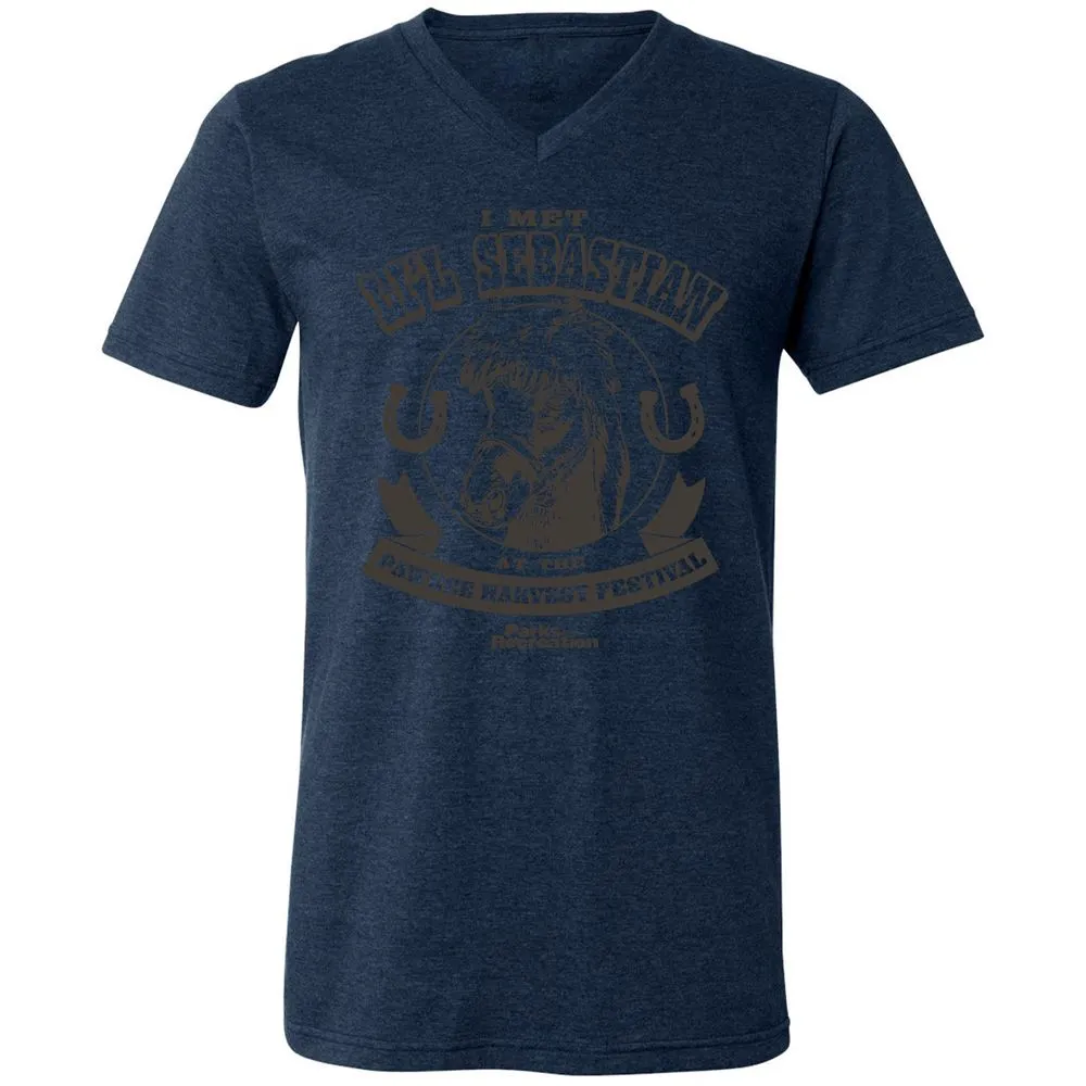 Unisex V-Neck T-Shirt - QMHL7322 - Heather Navy - 15