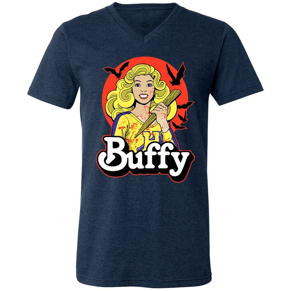 Unisex V-Neck T-Shirt - 5NQ9F77N - Heather Navy - 15