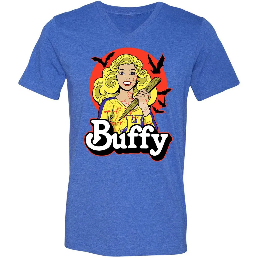 Unisex V-Neck T-Shirt - 5NQ9F77N - Heather True Royal - 14