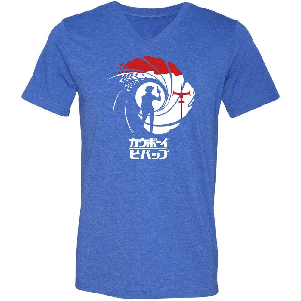 Unisex V-Neck T-Shirt - WJ7MDR21 - Heather True Royal - 14