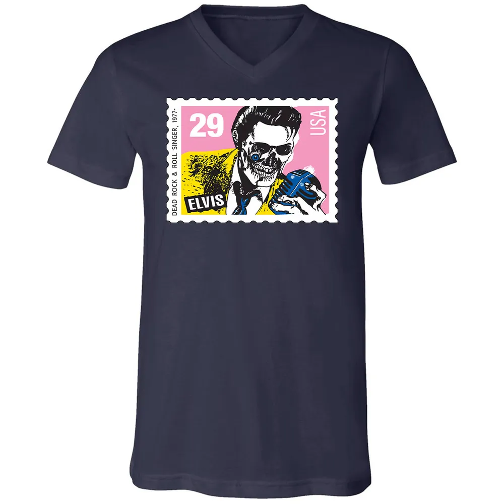 Horror Elvis Presley stamp Unisex V-Neck T-Shirt - 16