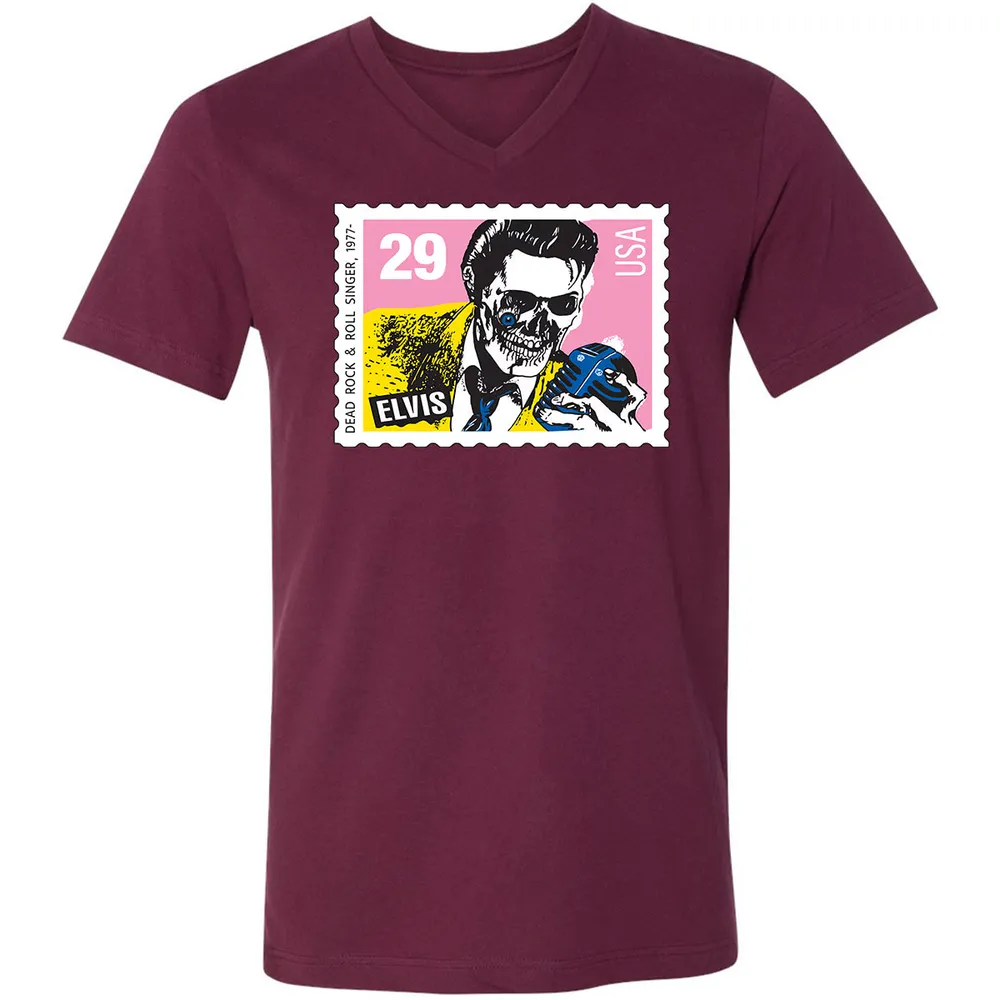Horror Elvis Presley stamp Unisex V-Neck T-Shirt - 8