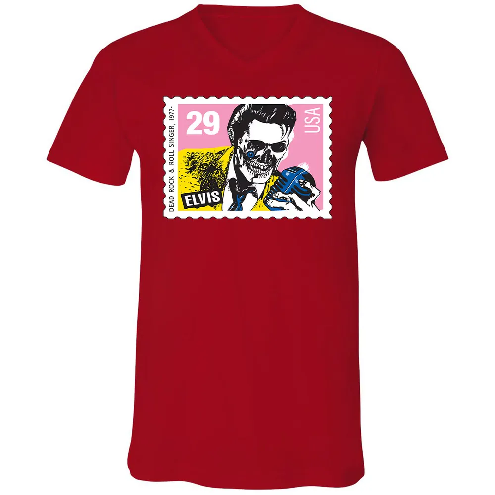 Horror Elvis Presley stamp Unisex V-Neck T-Shirt - 4