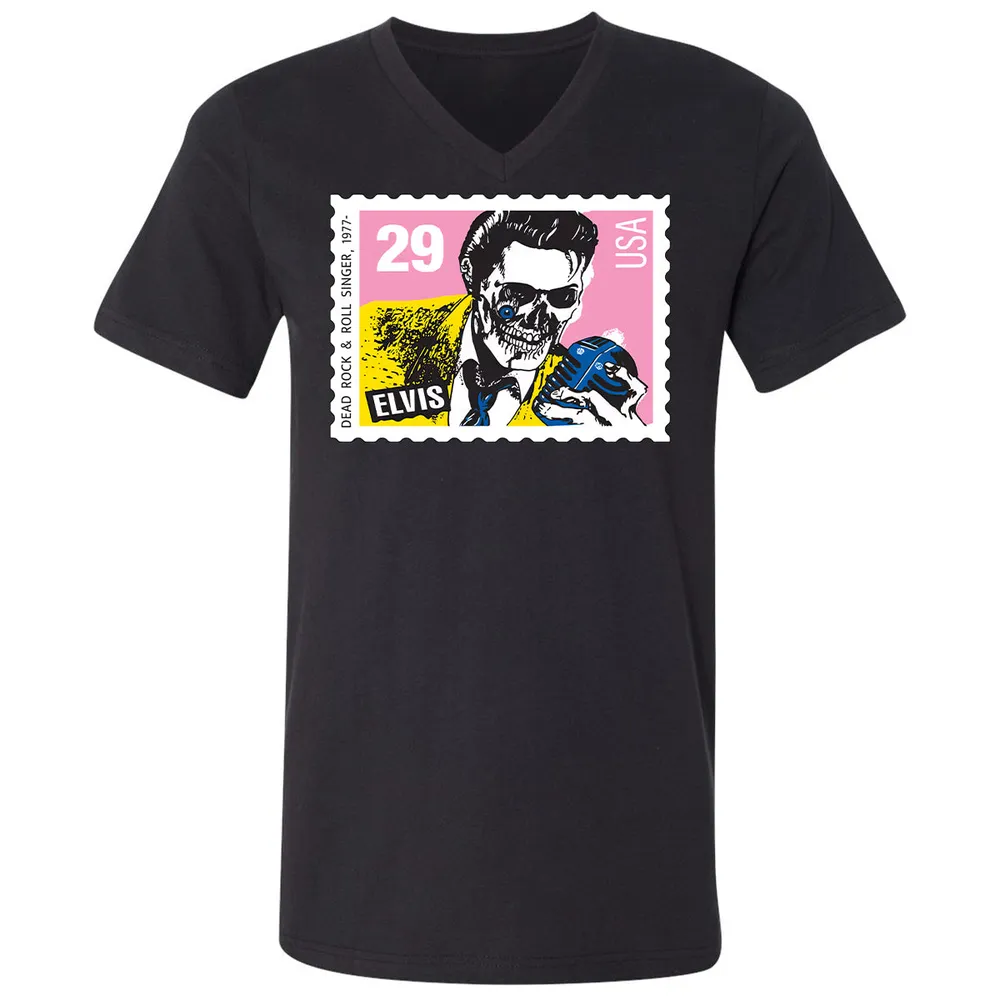 Horror Elvis Presley stamp Unisex V-Neck T-Shirt - 15