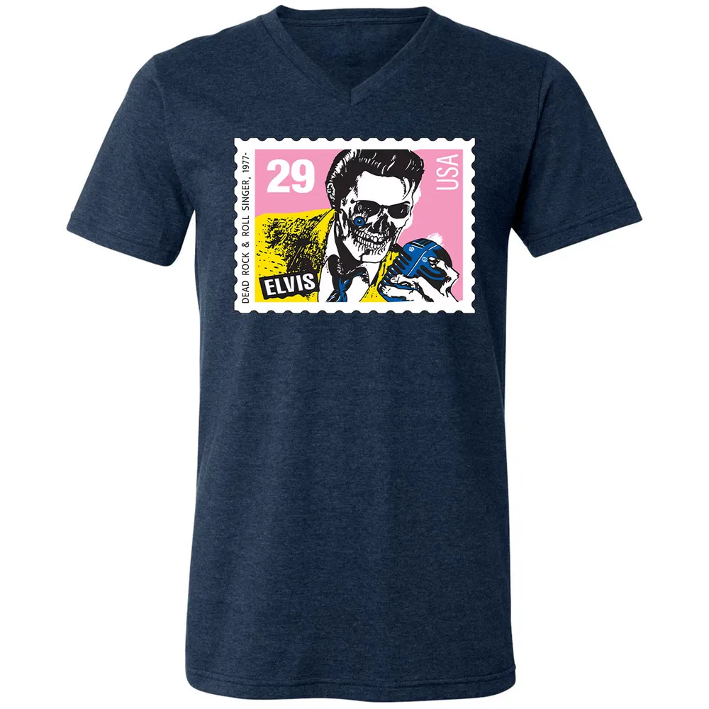 Horror Elvis Presley stamp Unisex V-Neck T-Shirt - 14