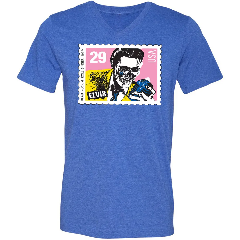 Horror Elvis Presley stamp Unisex V-Neck T-Shirt - 13