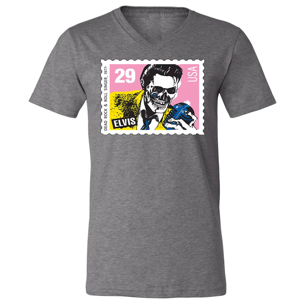 Horror Elvis Presley stamp Unisex V-Neck T-Shirt - 12
