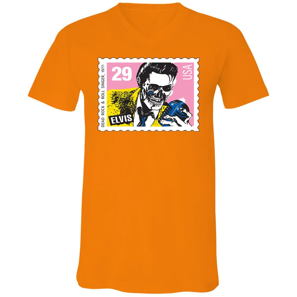 Horror Elvis Presley stamp Unisex V-Neck T-Shirt - 3