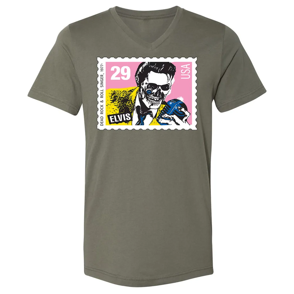 Horror Elvis Presley stamp Unisex V-Neck T-Shirt - 6