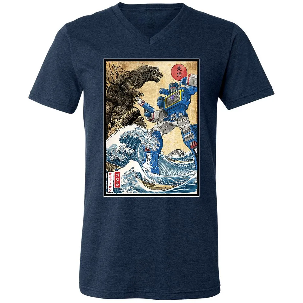 Unisex V-Neck T-Shirt - R58T1AH8 - Heather Navy - 15