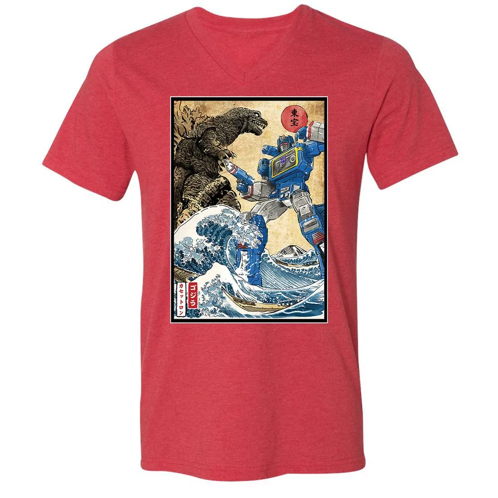 Unisex V-Neck T-Shirt - R58T1AH8 - Heather Red - 16