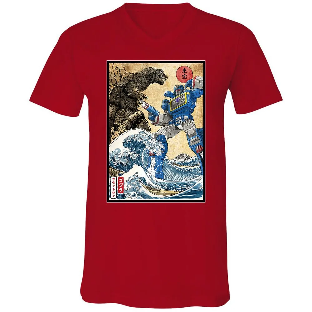 Unisex V-Neck T-Shirt - R58T1AH8 - Red - 3